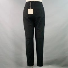 TIBI Taglia 10 Pantaloni casual aderenti in misto poliestere nero con cerniera sul retro