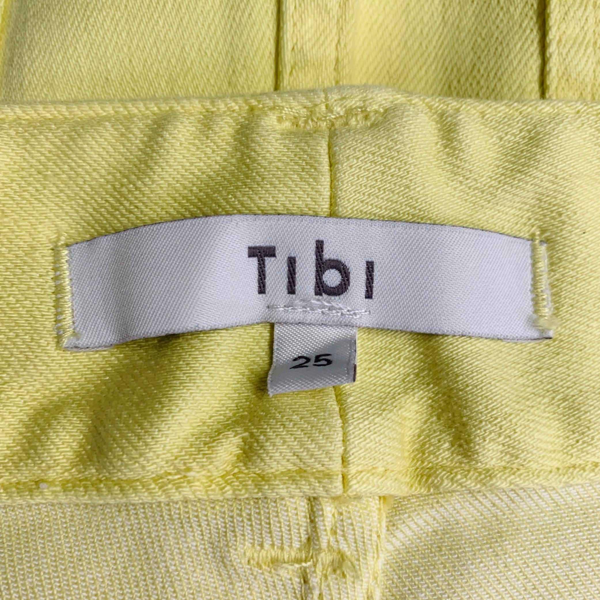 TIBI Size 25 Yellow Cotton Blend Straight Five Pocket Zip Fly Casual Pants In Excellent Condition For Sale In San Francisco, CA
