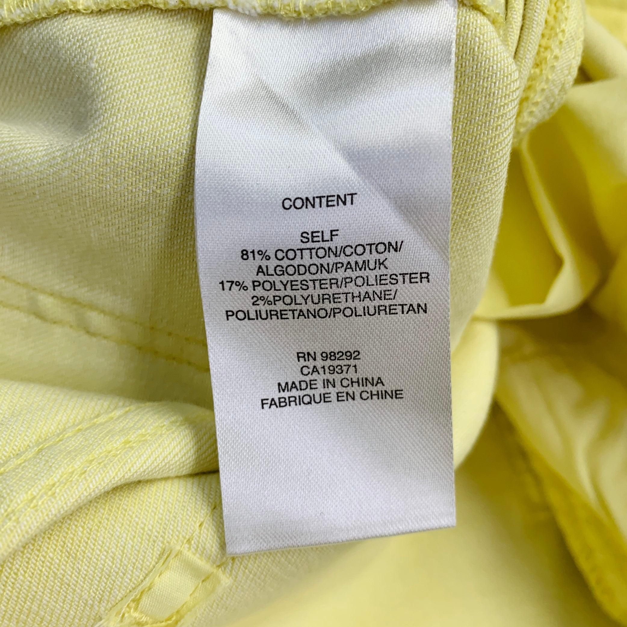 Women's TIBI Size 25 Yellow Cotton Blend Straight Five Pocket Zip Fly Casual Pants For Sale