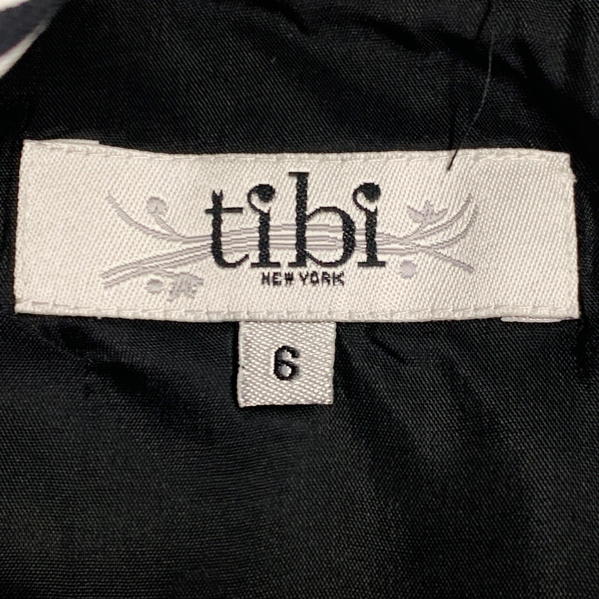 TIBI Size 6 Green Black White Silk Abstract Cowl Neck Dress Top In Excellent Condition For Sale In San Francisco, CA