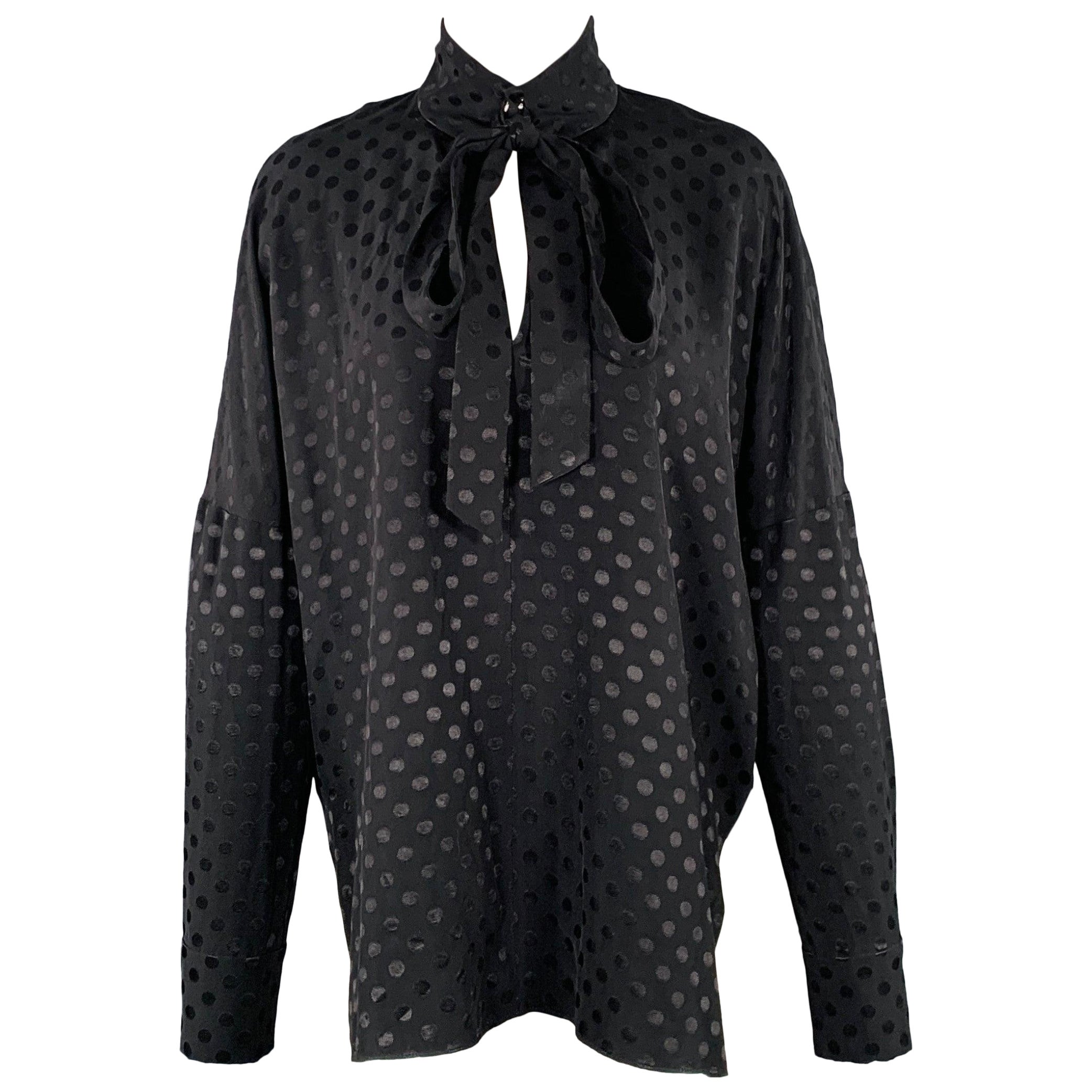 TIBI Größe M Schwarz Viskose Dots Bow Bluse