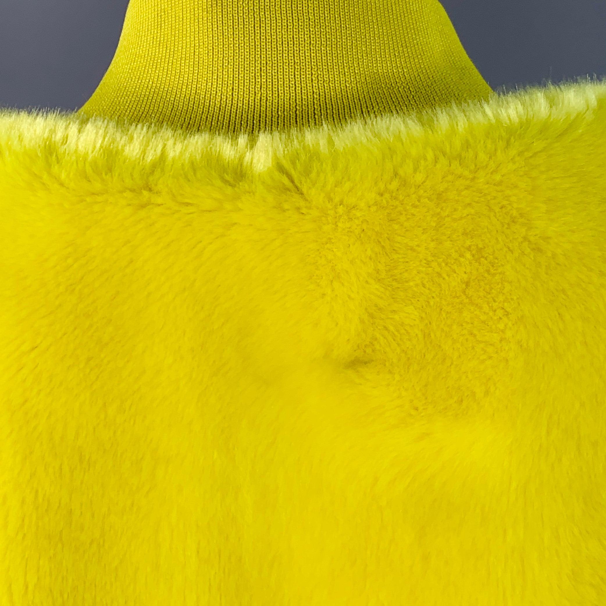 Women's TIBI Size M Yellow Acrylic Textured Faux Fur Zip Up Oversized Bomber Jacket For Sale