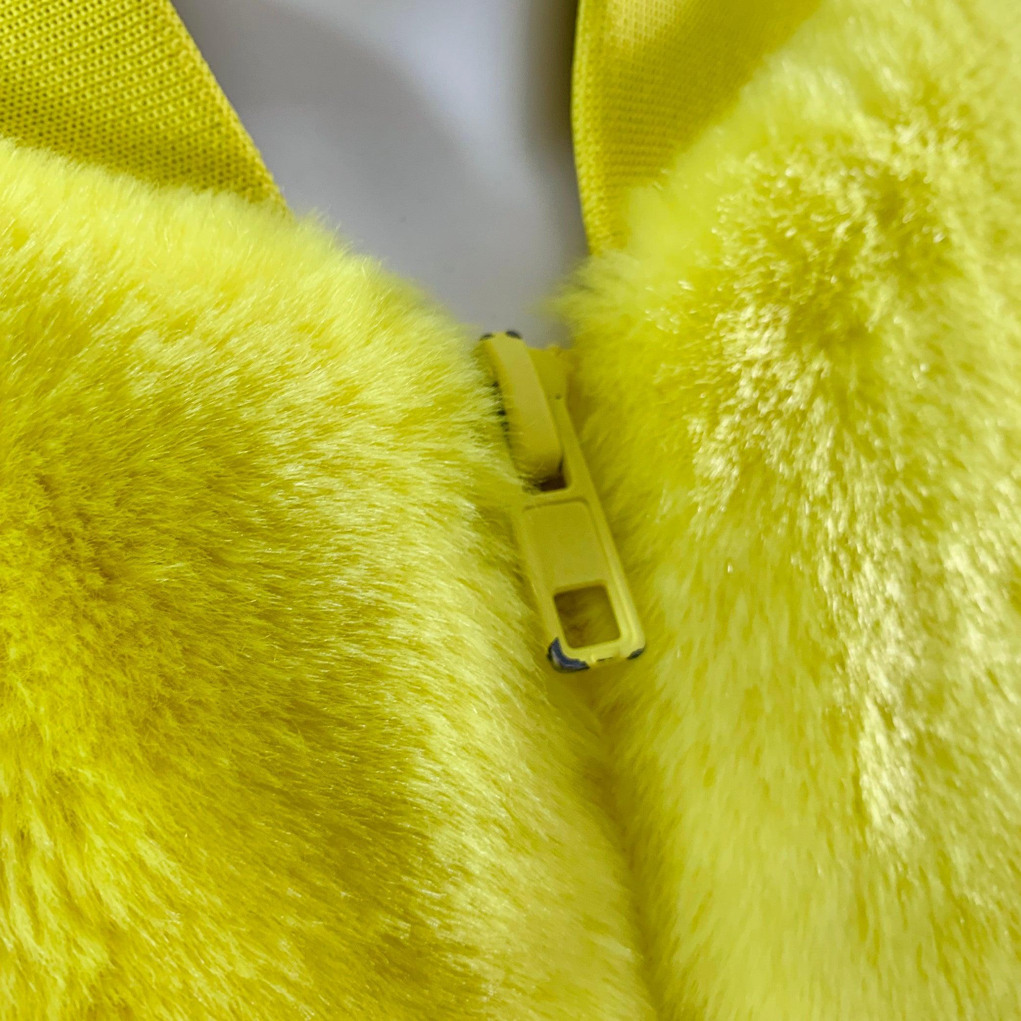 TIBI Size M Yellow Acrylic Textured Faux Fur Zip Up Oversized Bomber Jacket For Sale 1