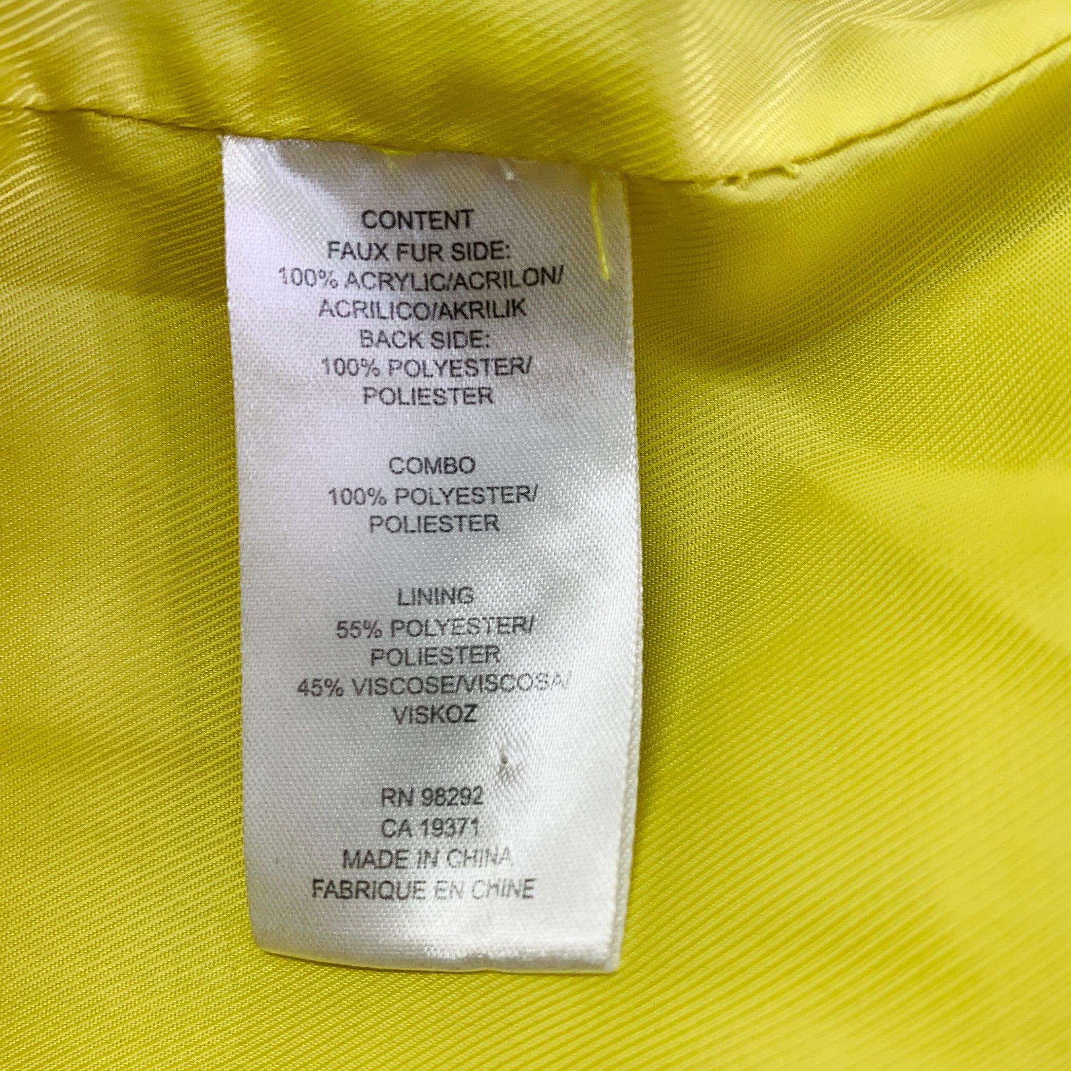 TIBI Size M Yellow Acrylic Textured Faux Fur Zip Up Oversized Bomber Jacket For Sale 4