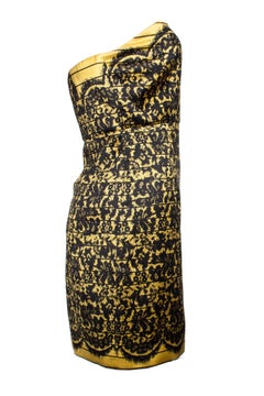 Tibi, Vestido sin tirantes con estampado de encaje