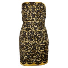 Tibi, Vestido sin tirantes con estampado de encaje