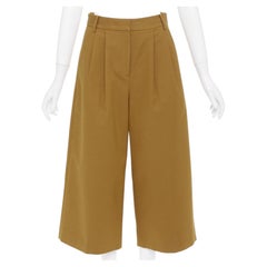 Pantaloni corti TIBI a vita alta con plissettatura sul davanti, in twill misto cotone color marrone chiaro, taglia US0