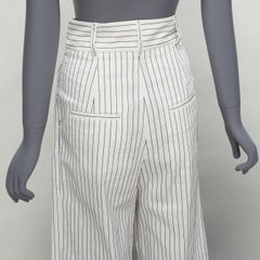 TIBI Pantalon court à rayures blanches et noires, plissé à l'avant et larges jambes US0 XS