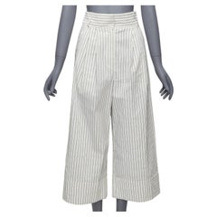 TIBI Pantalon court à rayures blanches et noires, plissé à l'avant et larges jambes US0 XS