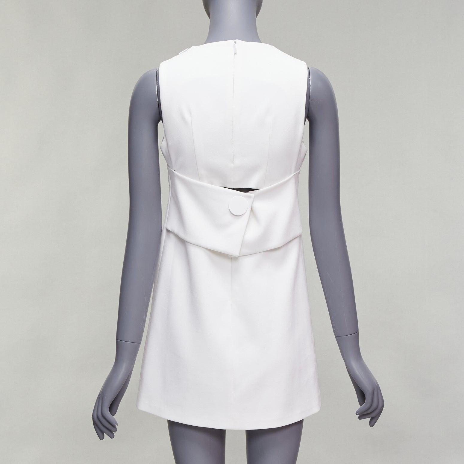 TIBI weißer Ausschnitt hinten großer Druckknopf mini mod Etuikleid US2 S Damen im Angebot