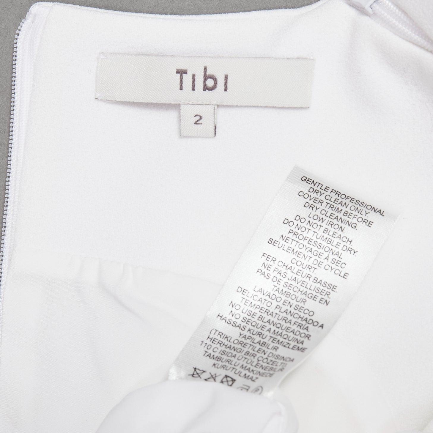 TIBI weißer Ausschnitt hinten großer Druckknopf mini mod Etuikleid US2 S im Angebot 3