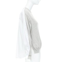 Tibi blanc gris nylon laine mérinos dos froncé contrasté XS