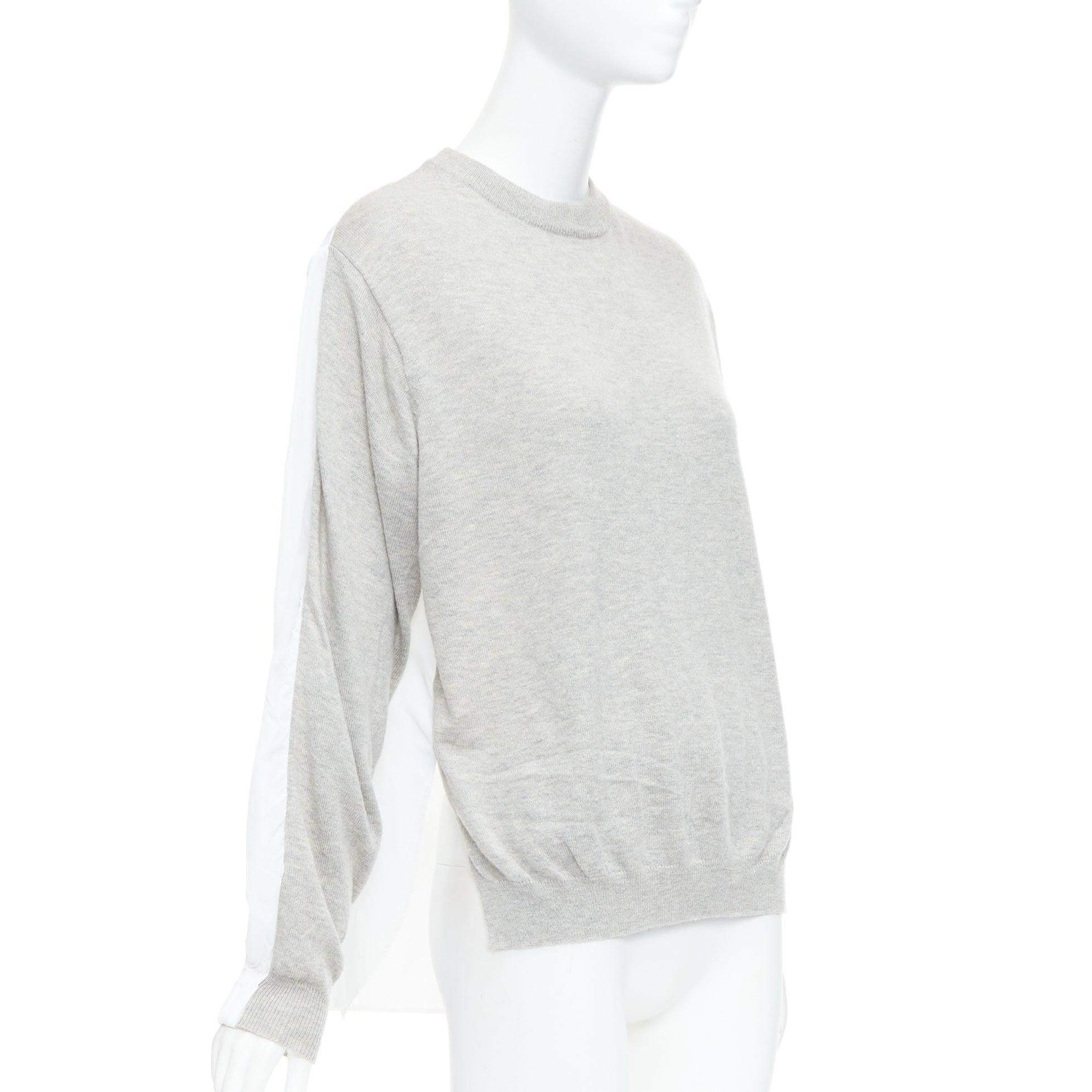 TIBI white grey nylon merino wool contrast ruched back sweater XS In Excellent Condition For Sale In Hong Kong, NT
