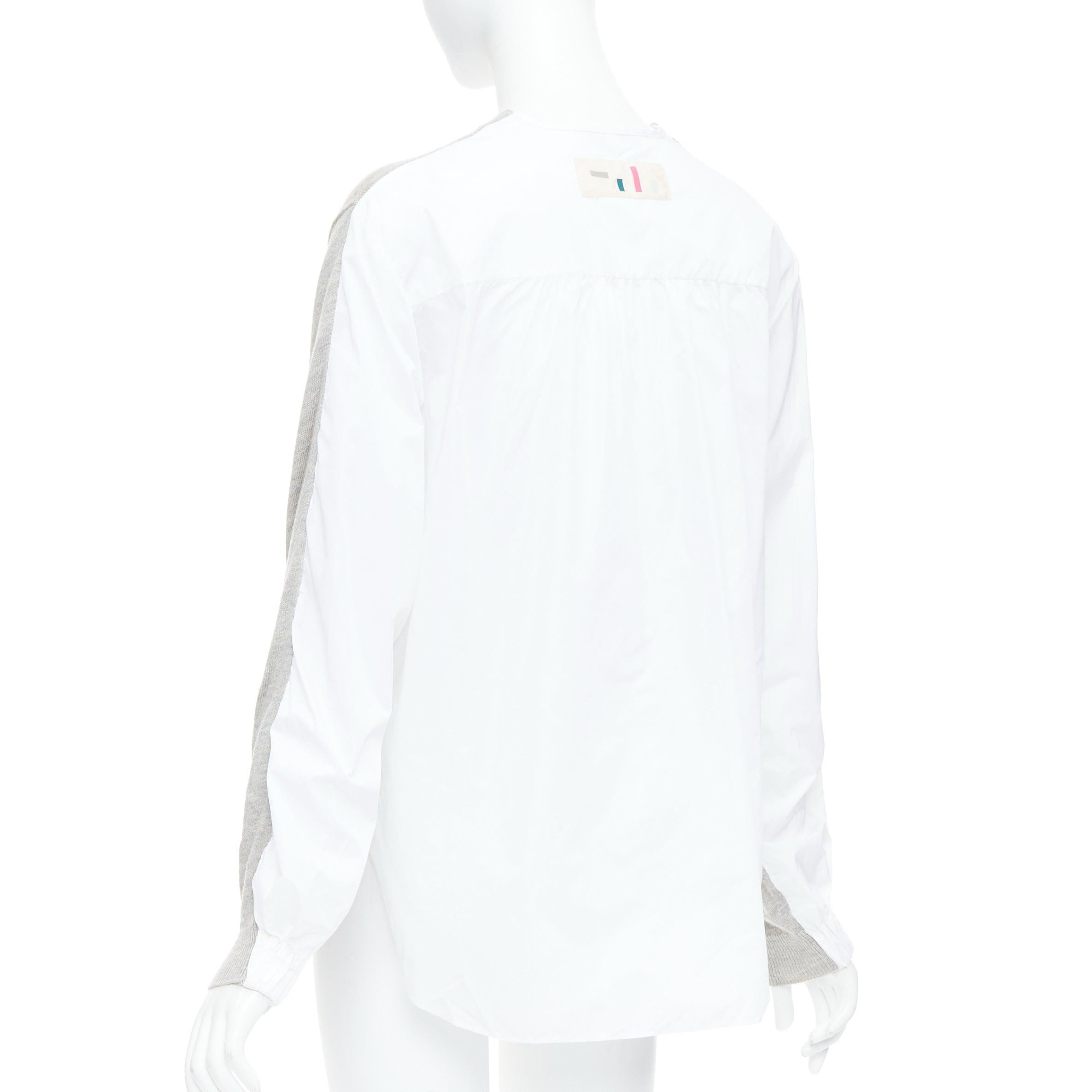 TIBI white grey nylon merino wool contrast ruched back sweater XS For Sale 1
