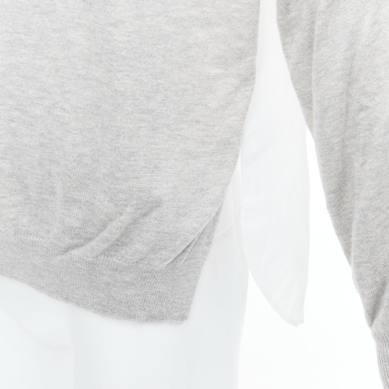 TIBI white grey nylon merino wool contrast ruched back sweater XS For Sale 2