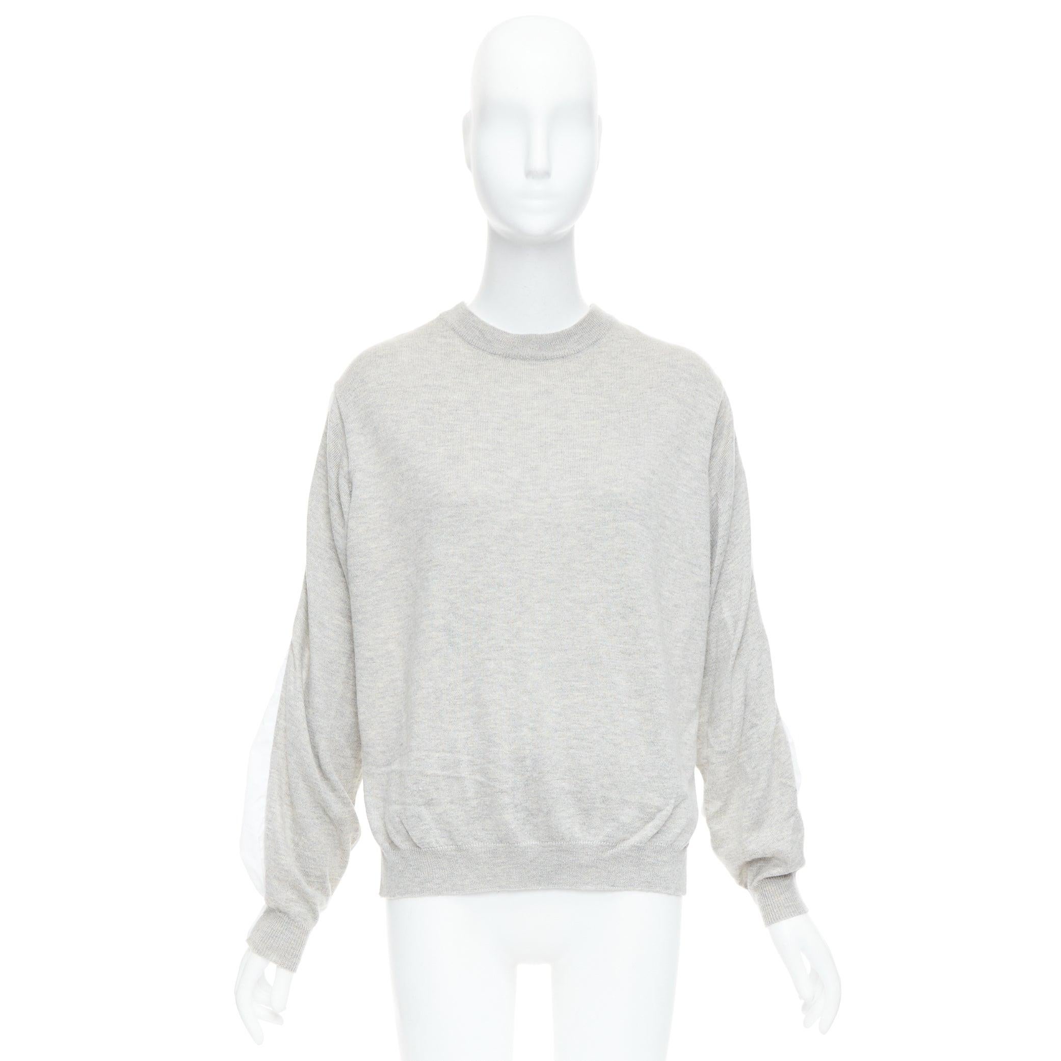TIBI white grey nylon merino wool contrast ruched back sweater XS For Sale 4