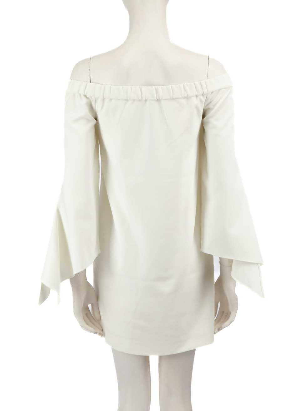 Tibi Mini Vestido Blanco de Mangas Acampanadas sin Hombros Talla XXXS Gris en venta