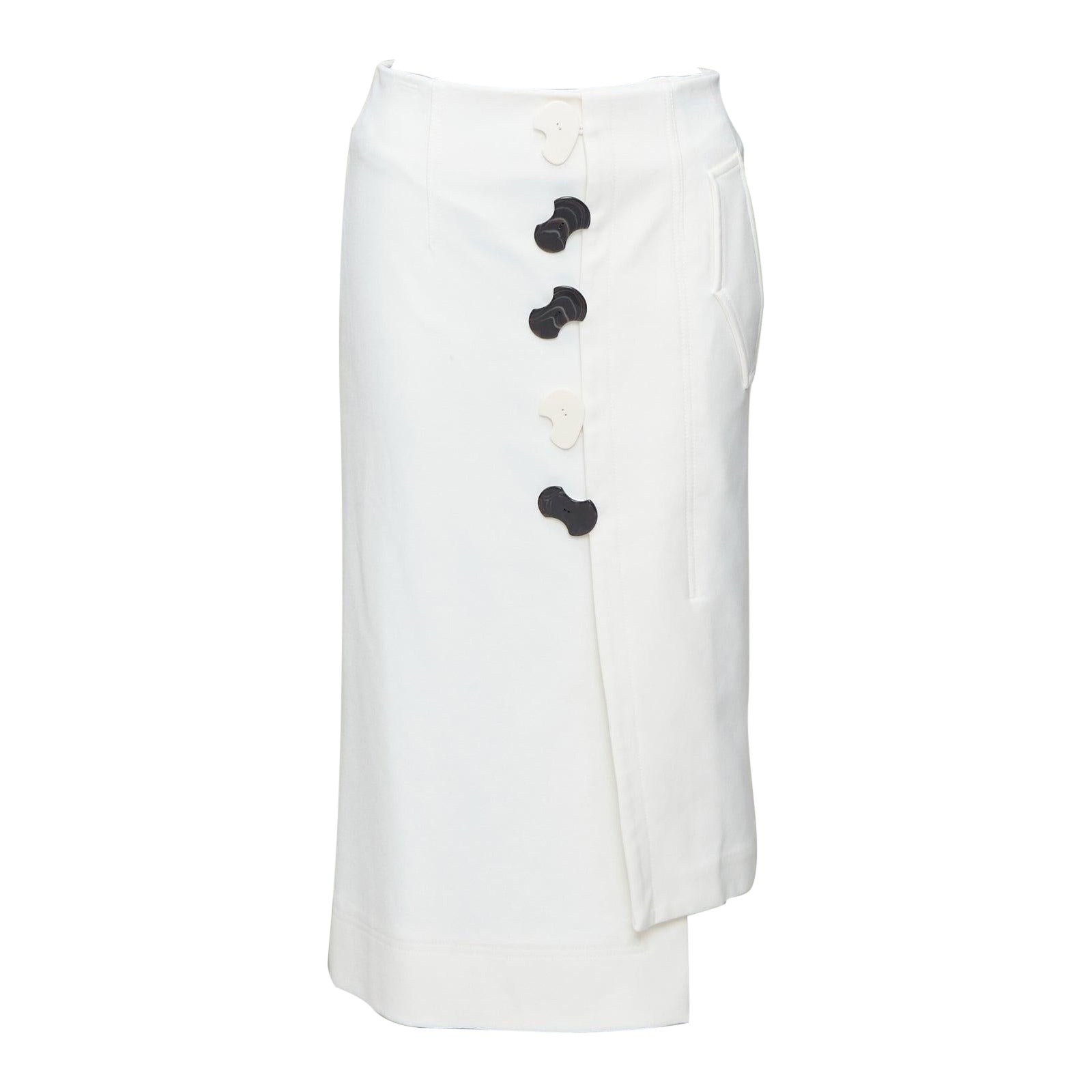 TIBI blanca botones estructurales falda lápiz asimétrica con pinzas US0 XS