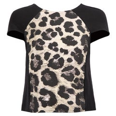 Tibi Damen Leopard Druck Panel Cap Ärmel Top