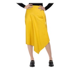 Tibi Falda Midi Asimétrica Piel Amarilla Talla L