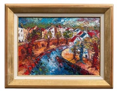 Oudegracht in Motion 3 Pittura a olio su tela Paesaggio della città di Utrecht In magazzino