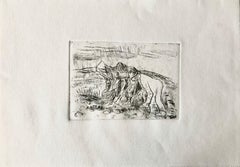 Farmers Gardening Etching, (After Vincent Van Gogh) Famed Children's Book Author