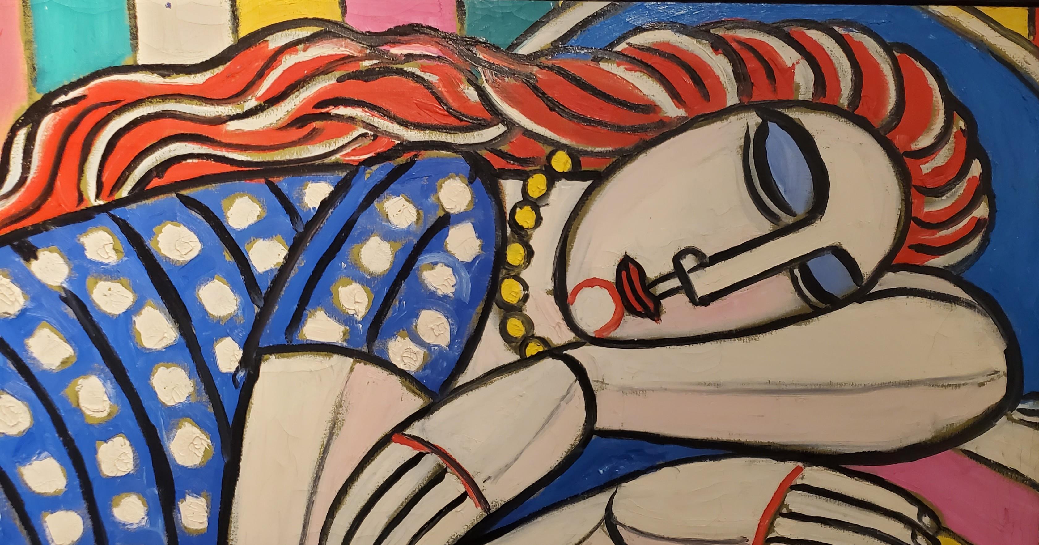 Das Träumende Mädchen (Braun), Figurative Painting, von Tibor Jankay