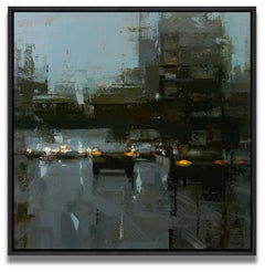 "Fade into Night" (2025) Original Abstract Expressionist Cityscape Oil Painting