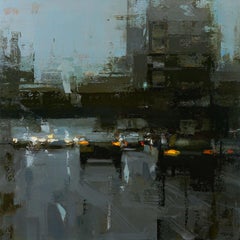 "Fade into Night" (2025) Original Abstract Expressionist Cityscape Oil Painting