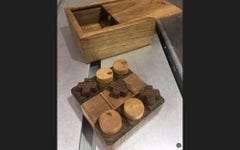 Tic-tac-toe Game in a Box. Oak Material Handmade