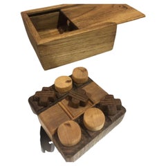 Tic-tac-toe Game in a Box. Oak Material Handmade
