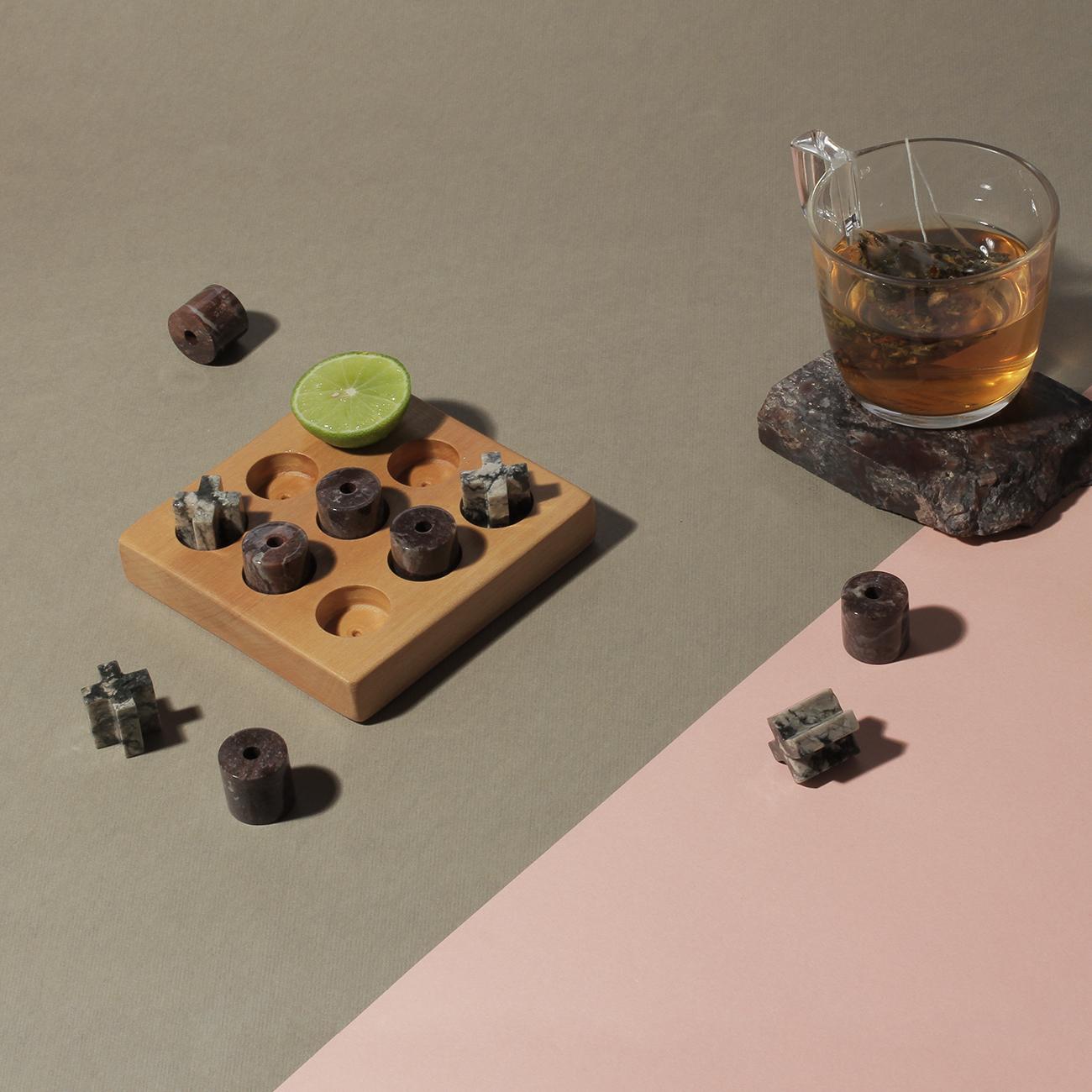 Carved Tic Tac Toe Gemstone Puzzle Game