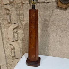 1950s Lampe de table en cuir peint à la main Tic Tac -Toe Mexique