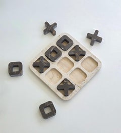 Tic Tac Toe Marble Edition - Luxuriöses Spielbrett aus römischem Travertin und Marmor