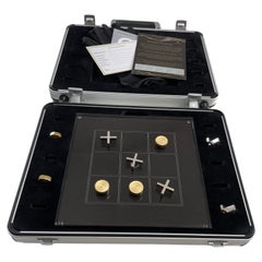 Tic Tac Toe Sterlingsilber 5 Steine 18K vergoldet mit Acrylbrett im Spielekoffer