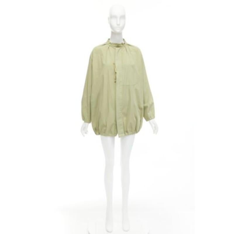 Parka centrale con colletto a cravatta in cotone 100% verde lavato di TICCA in vendita 5