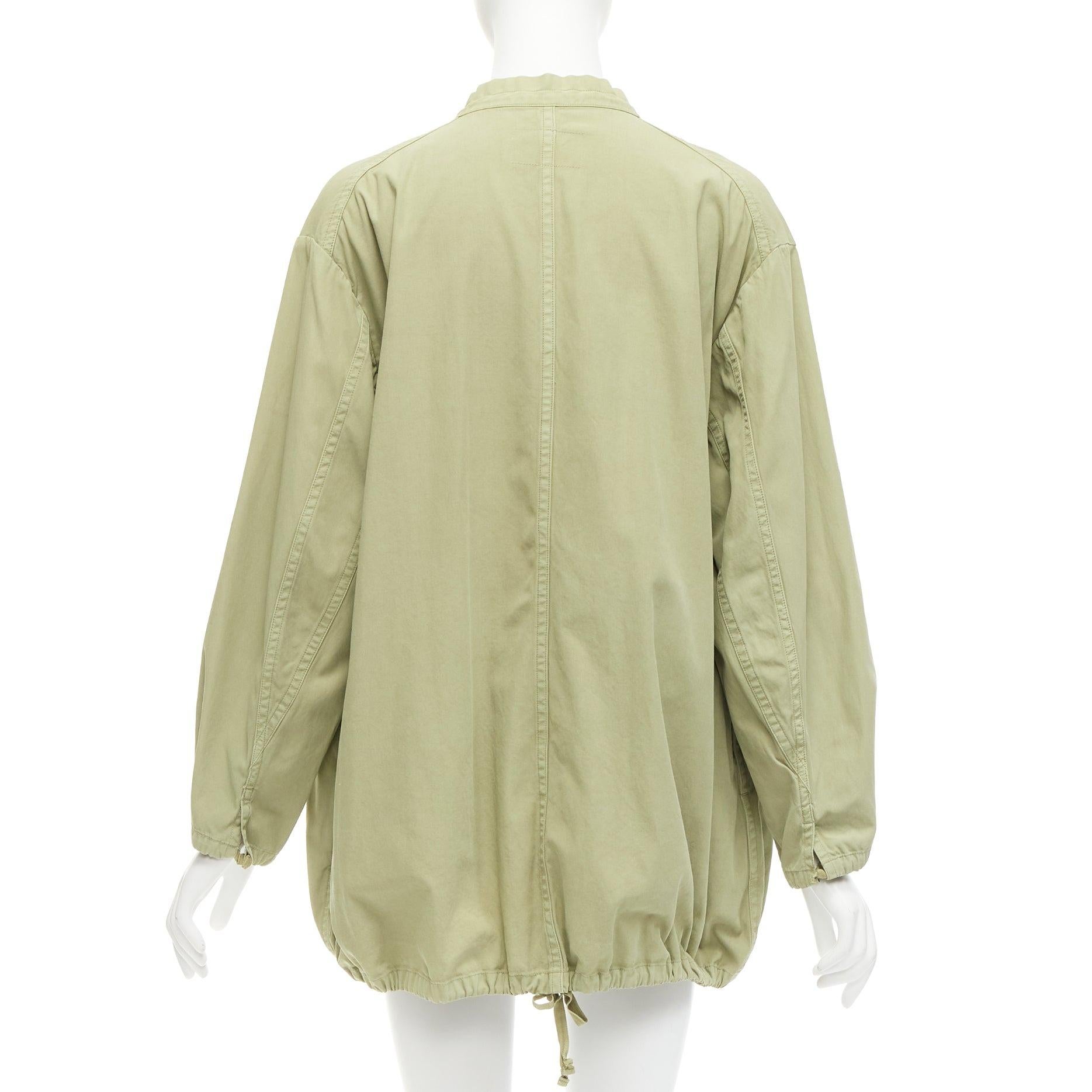 Women's TICCA washed green 100% cotton tie collar centre parka jacket For Sale