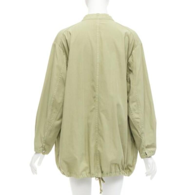 Parka centrale con colletto a cravatta in cotone 100% verde lavato di TICCA in vendita 1
