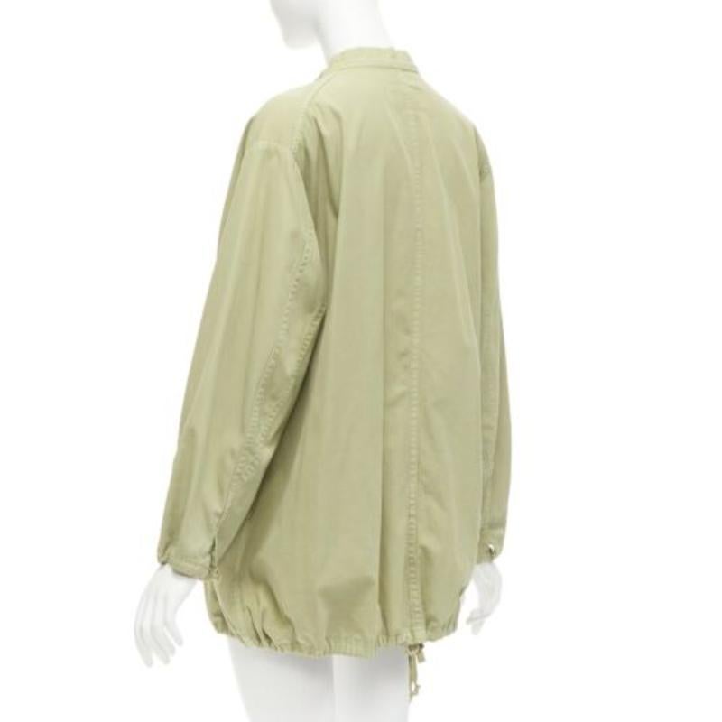 Parka centrale con colletto a cravatta in cotone 100% verde lavato di TICCA in vendita 2
