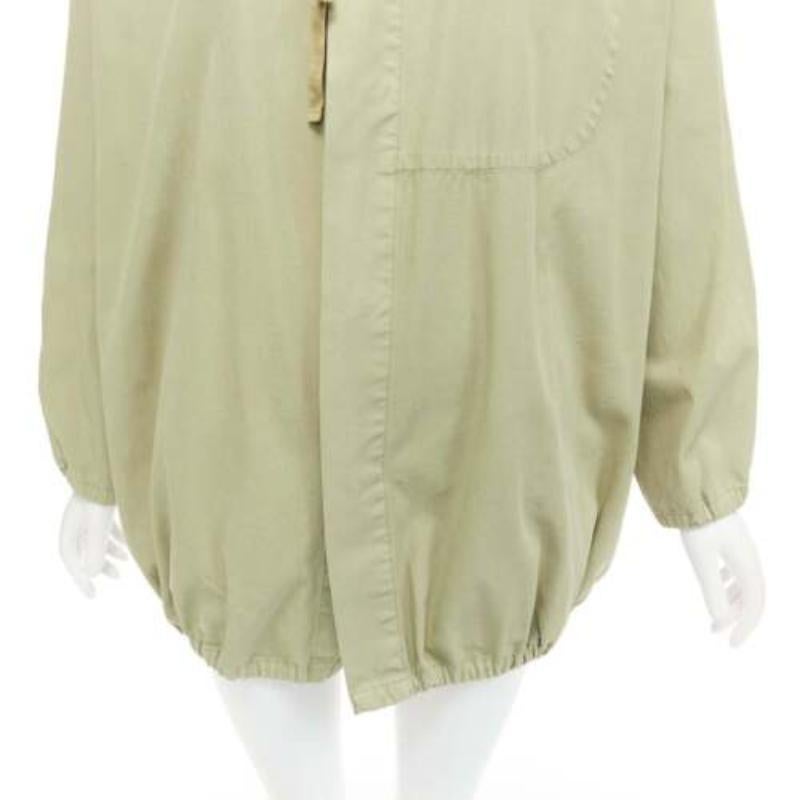 Parka centrale con colletto a cravatta in cotone 100% verde lavato di TICCA in vendita 3