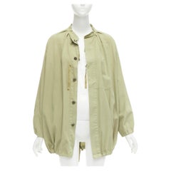 TICCA washed green 100% cotton tie collar centre parka jacket