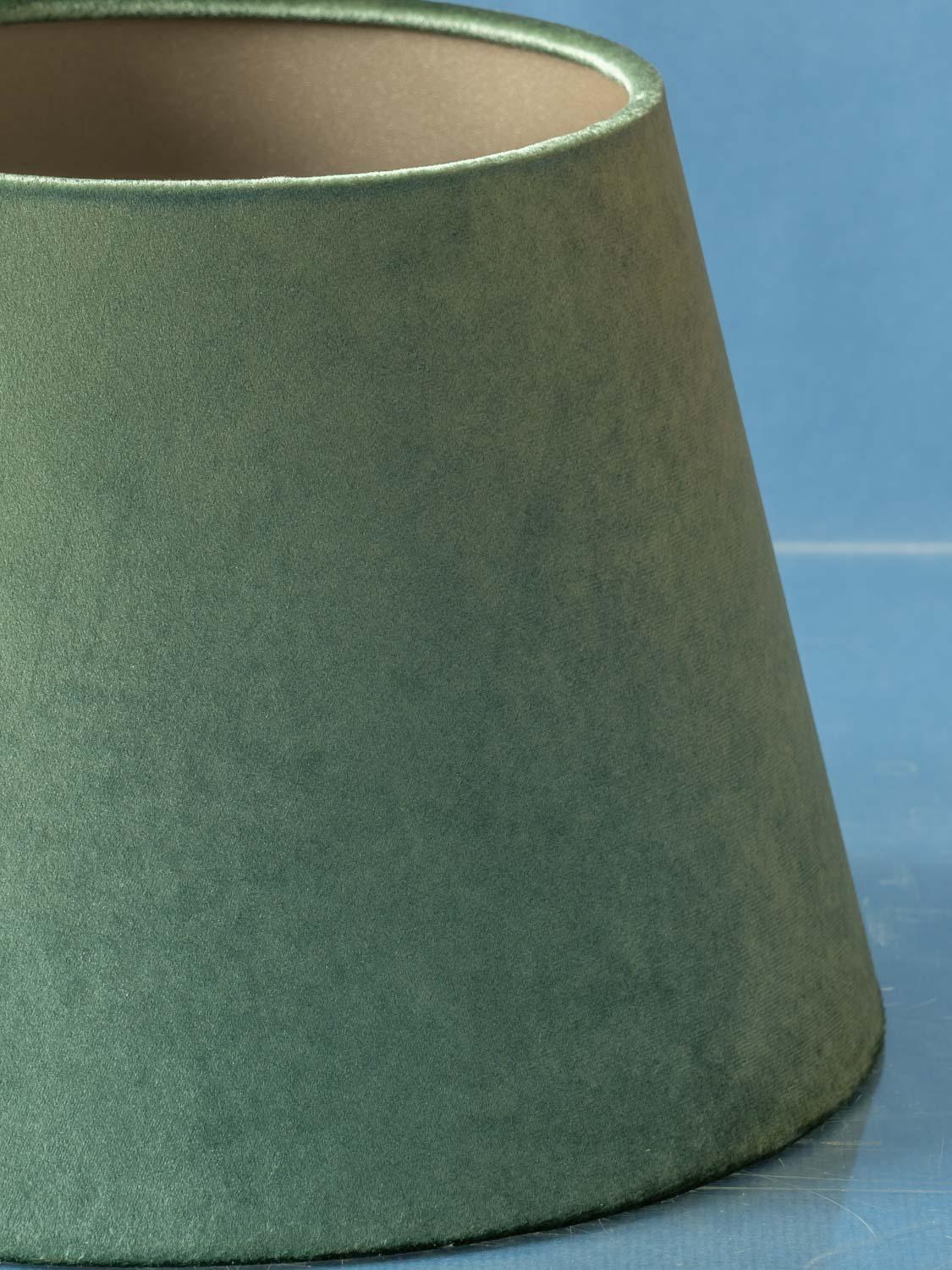 20th Century Tichelaar Makkum Delft Chinoiserie Lamps (1940-60) with New Green Velvet Shades
