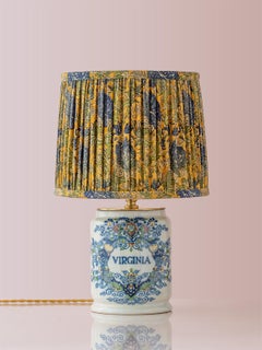 Dutch Hand-Painted Ceramic Table Lamp, Tichelaar Makkum, Silk Shade, 1948–1979
