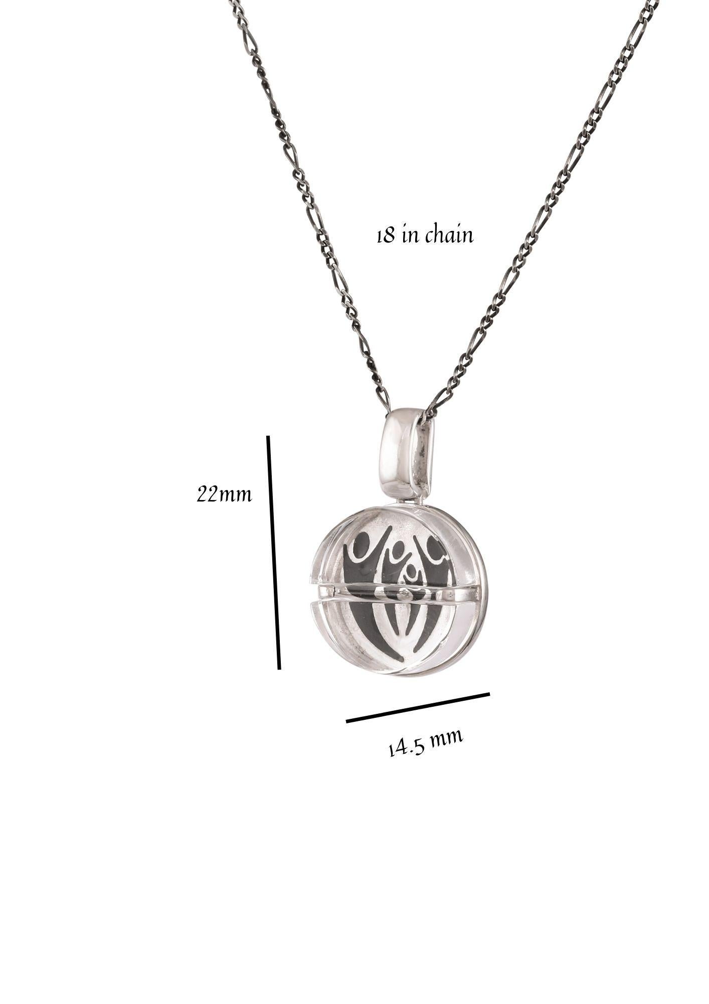 Modern Tichu Bliss Pill Pendant & Chain in Sterling Silver & Crystal in Silver Finish  For Sale
