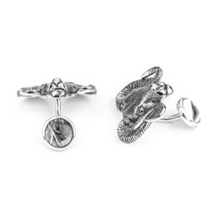 Tichu Brown Diamond and Crystal Quartz Ram Face Cufflink in Sterling Silver