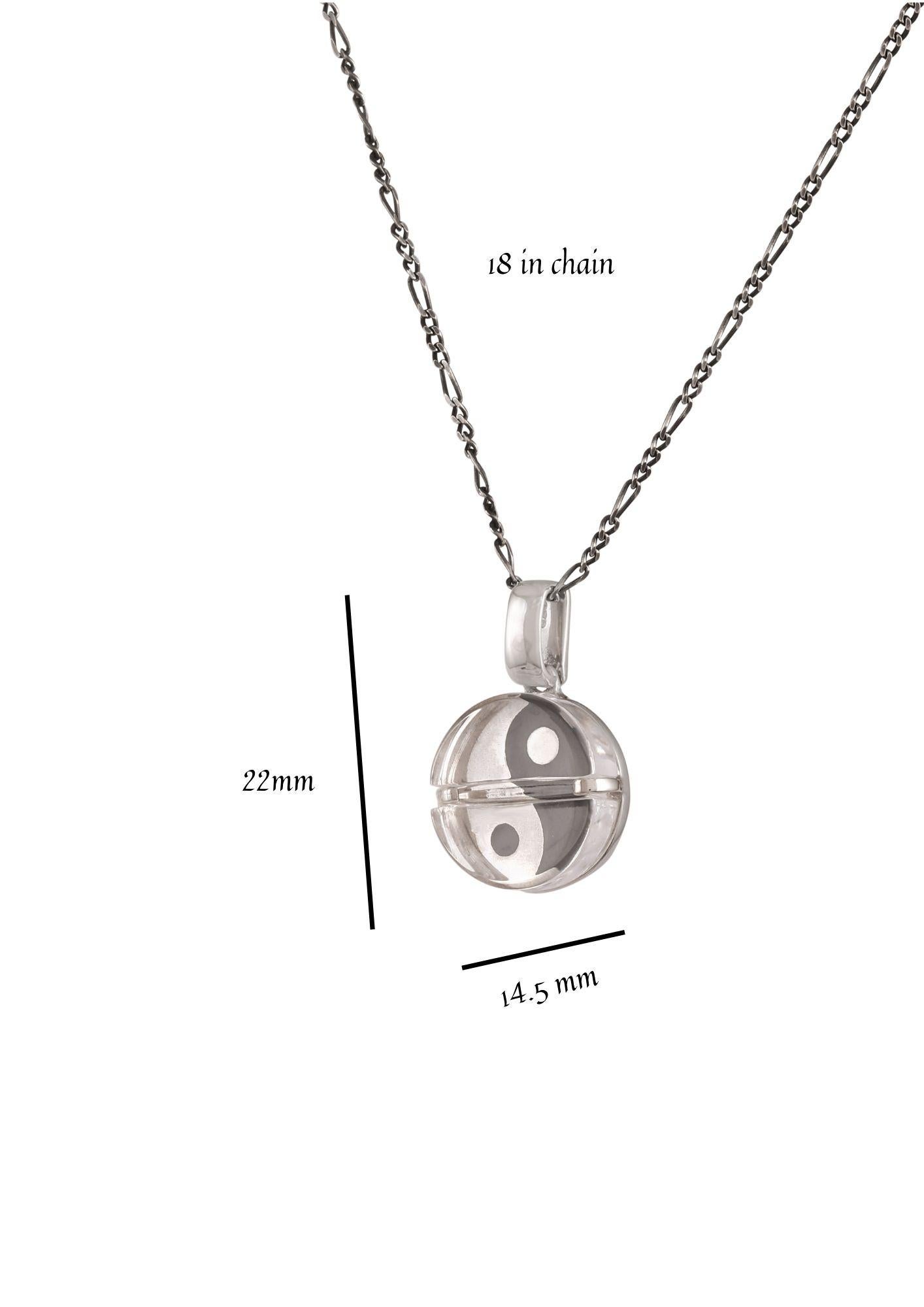 Modern Tichu Chi Pill Pendant & Chain in Sterling Silver & Crystal in Silver Finish  For Sale