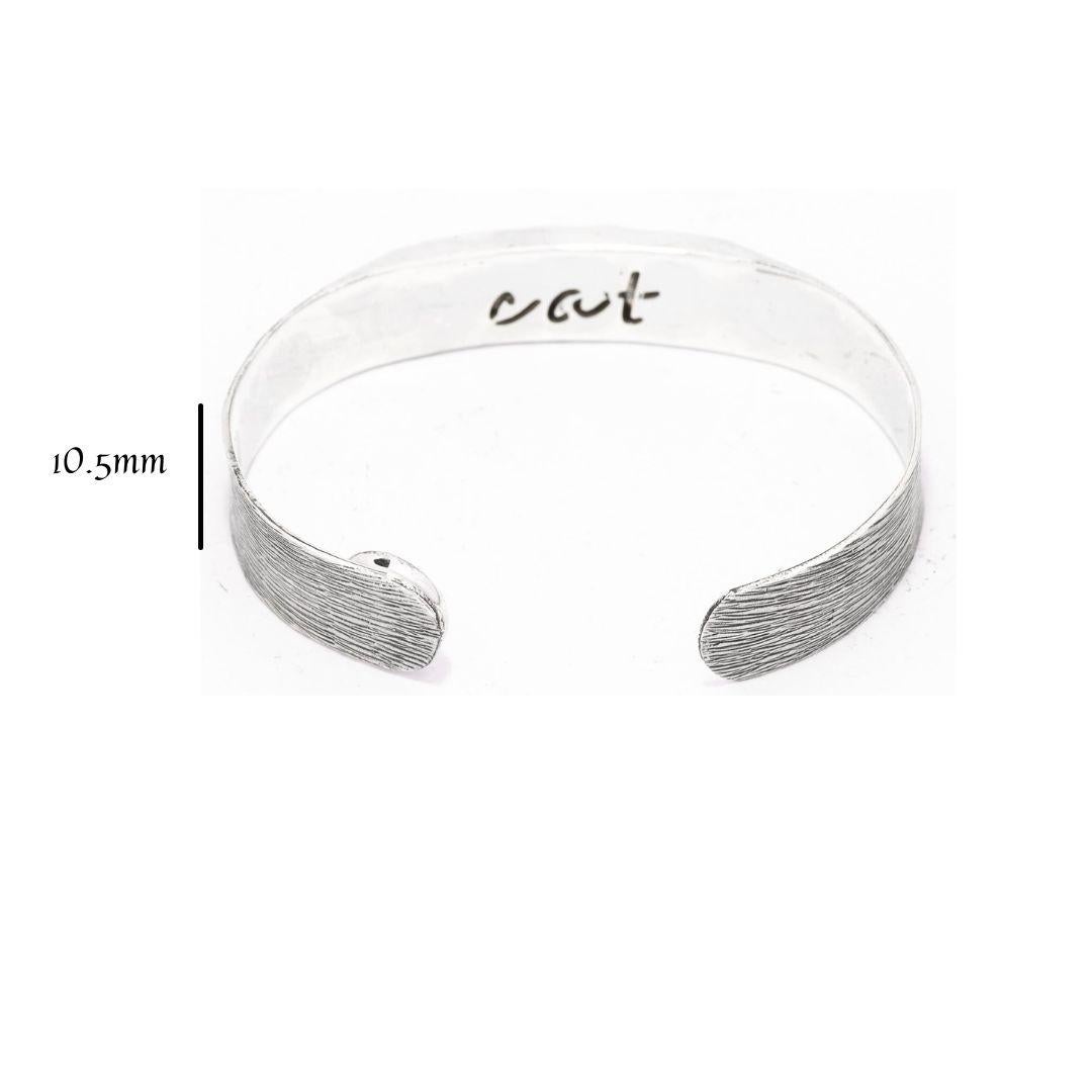 Artisan Citrine Cat Eyes Cuff in Sterling Silver and Crystal Quartz For Sale