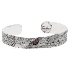 Tichu Citrine Eagle Eye Cuff in Sterling Silver and Crystal Quartz 'Size L'