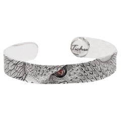Tichu Citrine Eagle Eye Cuff in Sterling Silver and Crystal Quartz, 'Size M'