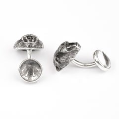 Tichu Diamond and Crystal Quartz Cheetah Face Cufflink in Sterling Silver